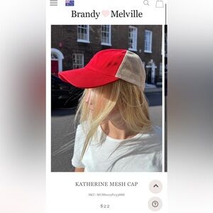 Brandy Melville Red mesh Baseball Cap